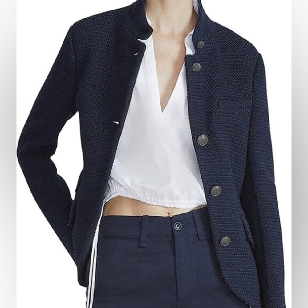 Rag & Bone Slade Knit Tweed Blazer size 10 Navy Blue